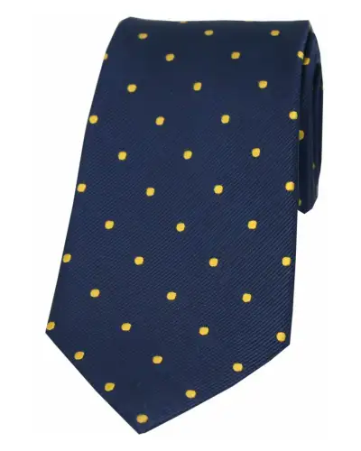 Silk Ties Soprano Ties Soprano Navy And Gold Polka Dot Silk Tie £24.00