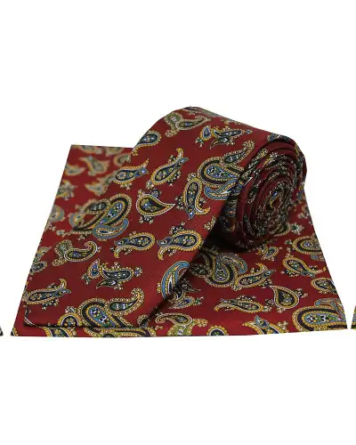 Paisley Ties Soprano Ties Soprano Large Paisley On Red Ground Silk Tie And Pocket Square £34.00