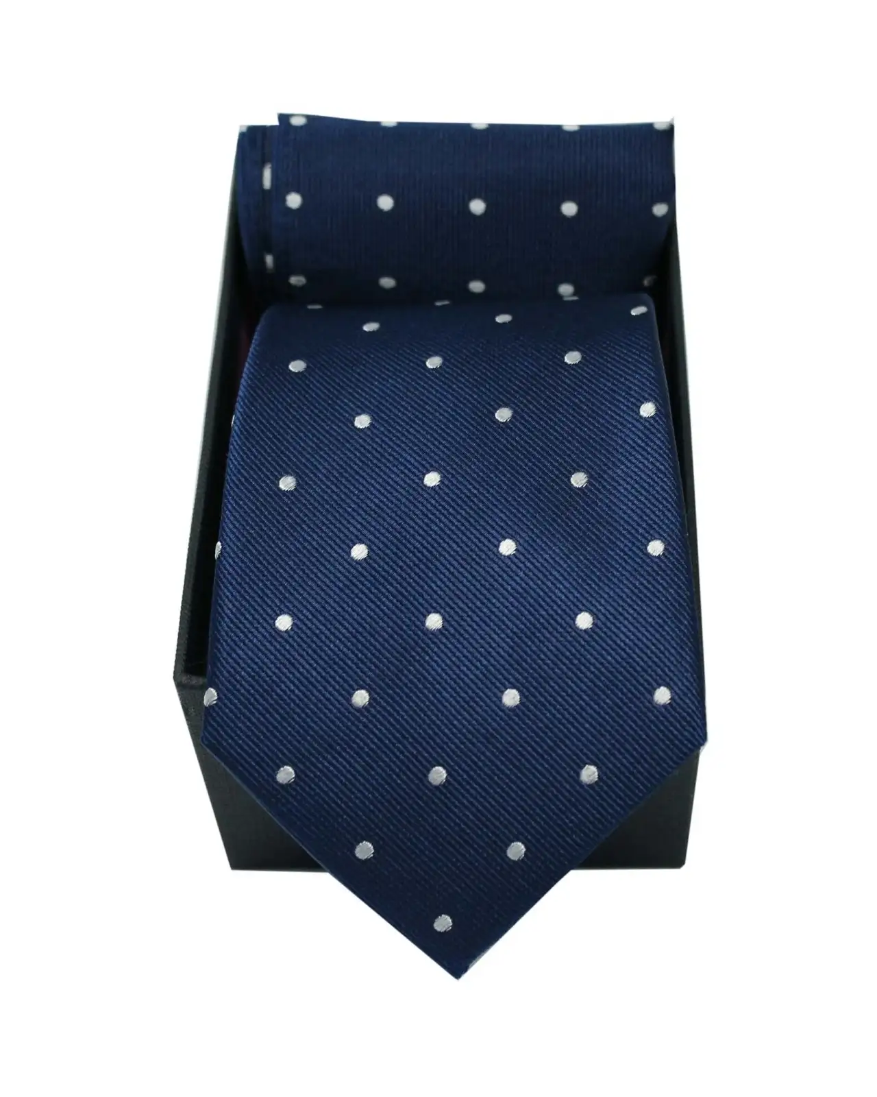 Gift Sets Soprano Ties Soprano Navy and White Polka Dot Silk Tie and Pocket Square Set In A Gift Box £36.00