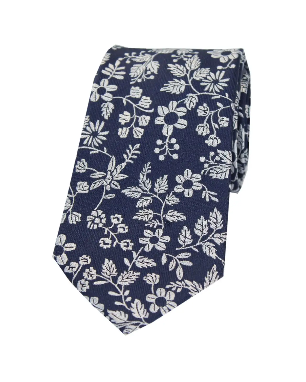 Silk Ties Soprano Ties Soprano Navy Ground With Multi White Flowers Silk Tie £15.00