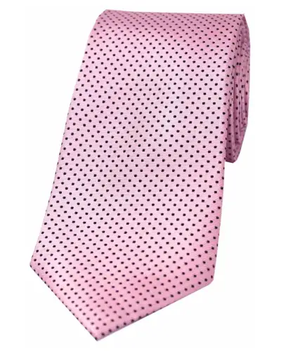 Silk Ties Soprano Ties Soprano Pink And Black Pin Dot Woven Silk Tie £24.00