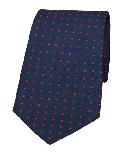 Silk Ties Soprano Ties Soprano Navy And Red Pin Dot Woven Silk Tie £24.00