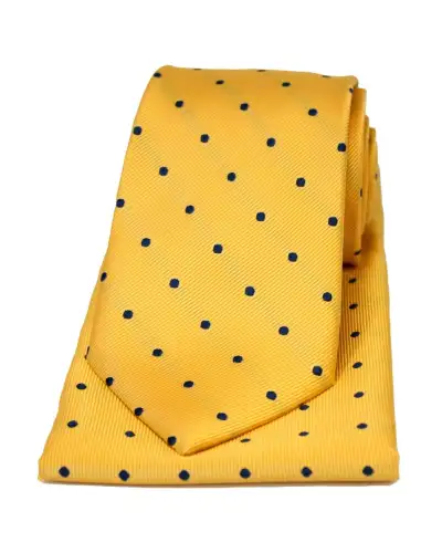 Pocket Square Soprano Ties Soprano Gold And Black Polka Dot Silk Tie And Pocket Square £34.00