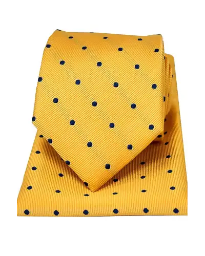 Pocket Square Soprano Ties Soprano Gold And Black Polka Dot Silk Tie And Pocket Square £34.00