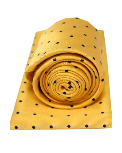Pocket Square Soprano Ties Soprano Gold And Black Polka Dot Silk Tie And Pocket Square £34.00