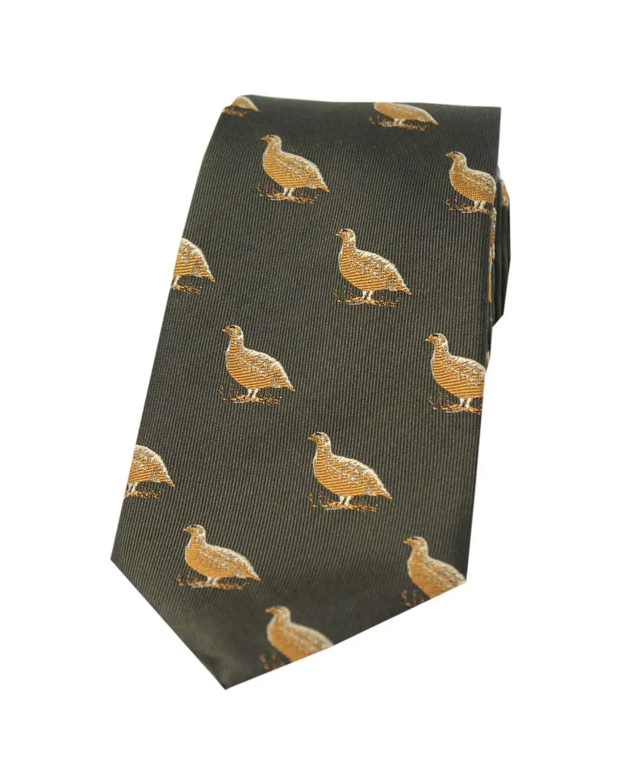Silk Ties Soprano Ties Soprano Grouse On Country Green Ground Country Silk Tie £18.00