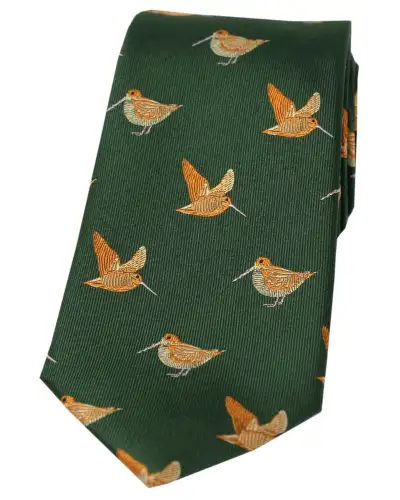 Silk Ties Soprano Ties Soprano Woodcocks On Country Green Ground Country Silk Tie £24.00