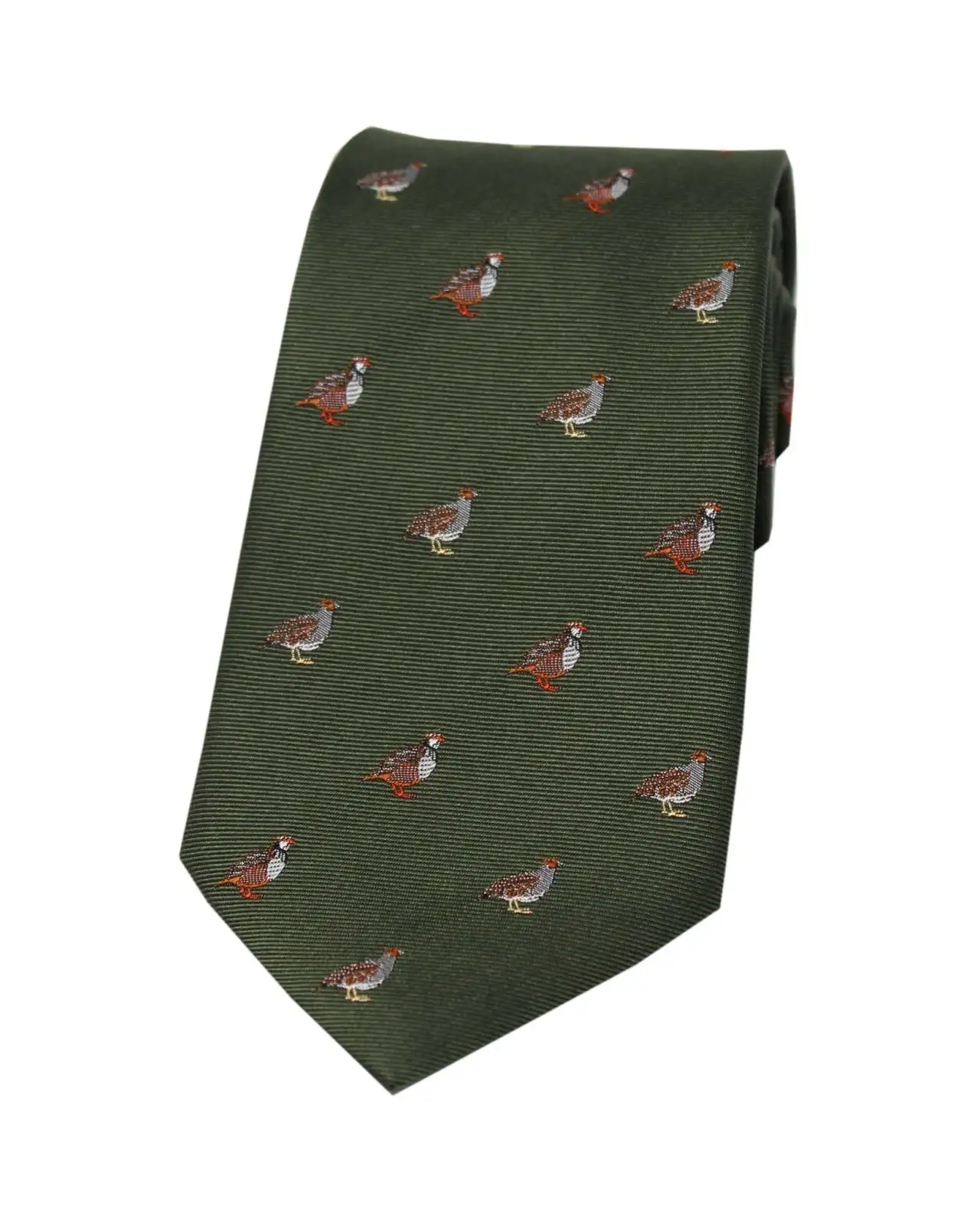 Silk Ties Soprano Ties Soprano Grouse And Partridge On Green Ground Country Silk Tie £24.00