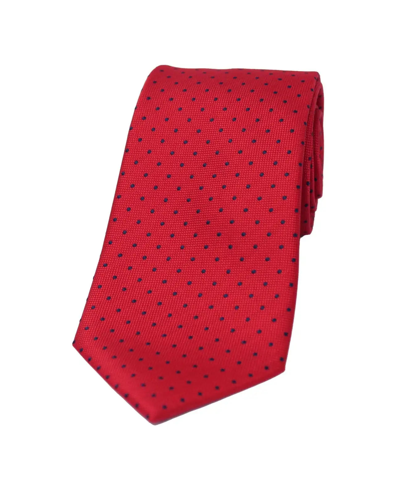 Polyester Ties Soprano Ties Soprano Blue Pin Dot Polyester Tie On Red Ground £15.00