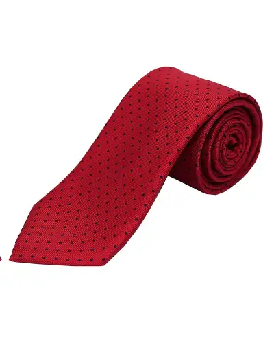 Polyester Ties Soprano Ties Soprano Blue Pin Dot Polyester Tie On Red Ground £15.00