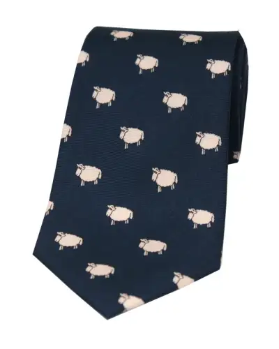 Silk Ties Soprano Ties Soprano Flock Of Sheep On Navy Ground Country Silk Tie £23.00