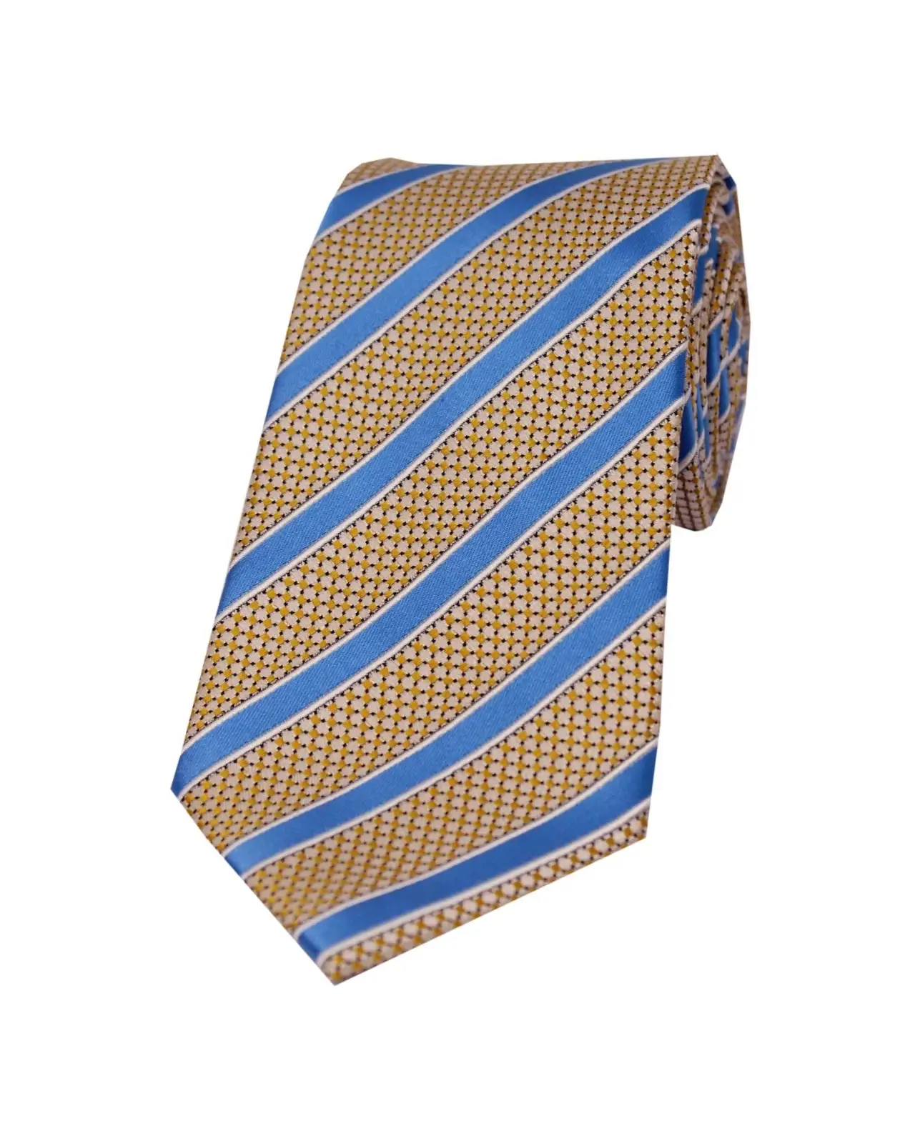 Polyester Ties Soprano Ties Soprano Sky Blue Striped Polyester Tie On Beige Ground £9.00