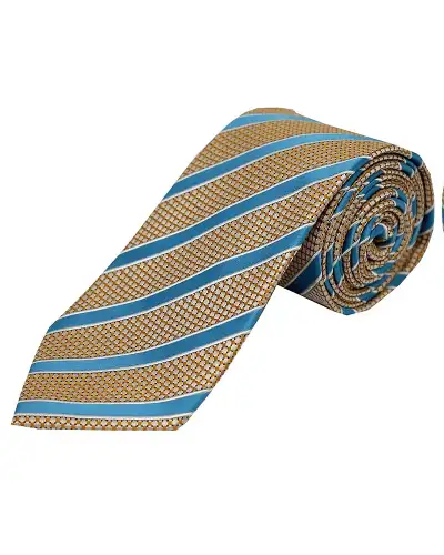 Polyester Ties Soprano Ties Soprano Sky Blue Striped Polyester Tie On Beige Ground £9.00