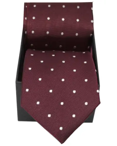 Gift Sets Soprano Ties Soprano Wine Polka Dot Silk Tie and Pocket Square Set In A Gift Box £32.00