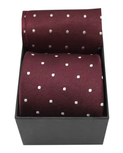 Gift Sets Soprano Ties Soprano Wine Polka Dot Silk Tie and Pocket Square Set In A Gift Box £32.00