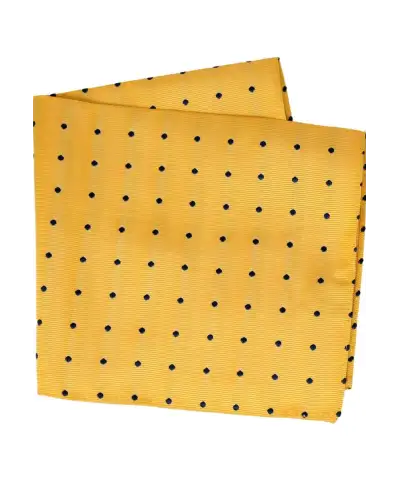 Pocket Square Soprano Ties Soprano Gold And Navy Polka Dot Mens Silk Pocket Square £15.00
