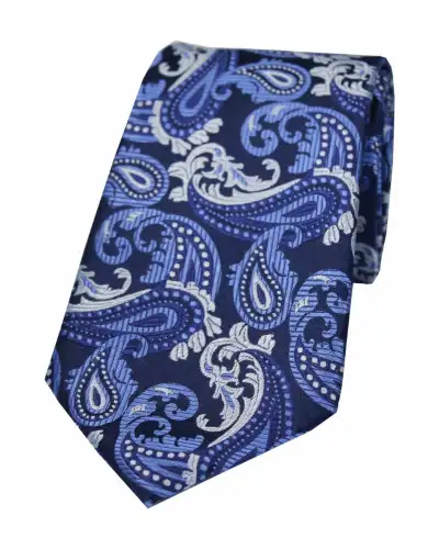 Paisley Ties Soprano Ties Soprano Navy Blue And Grey Paisley Silk Tie £24.00