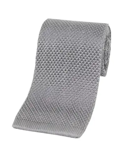Knitted Ties Soprano Ties Soprano Silver Plain Knitted Silk Tie £24.00