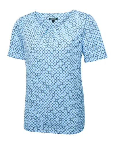 Tops Vortex Designs Molly Sky Blue Geo Print Tuck Neck £27.00