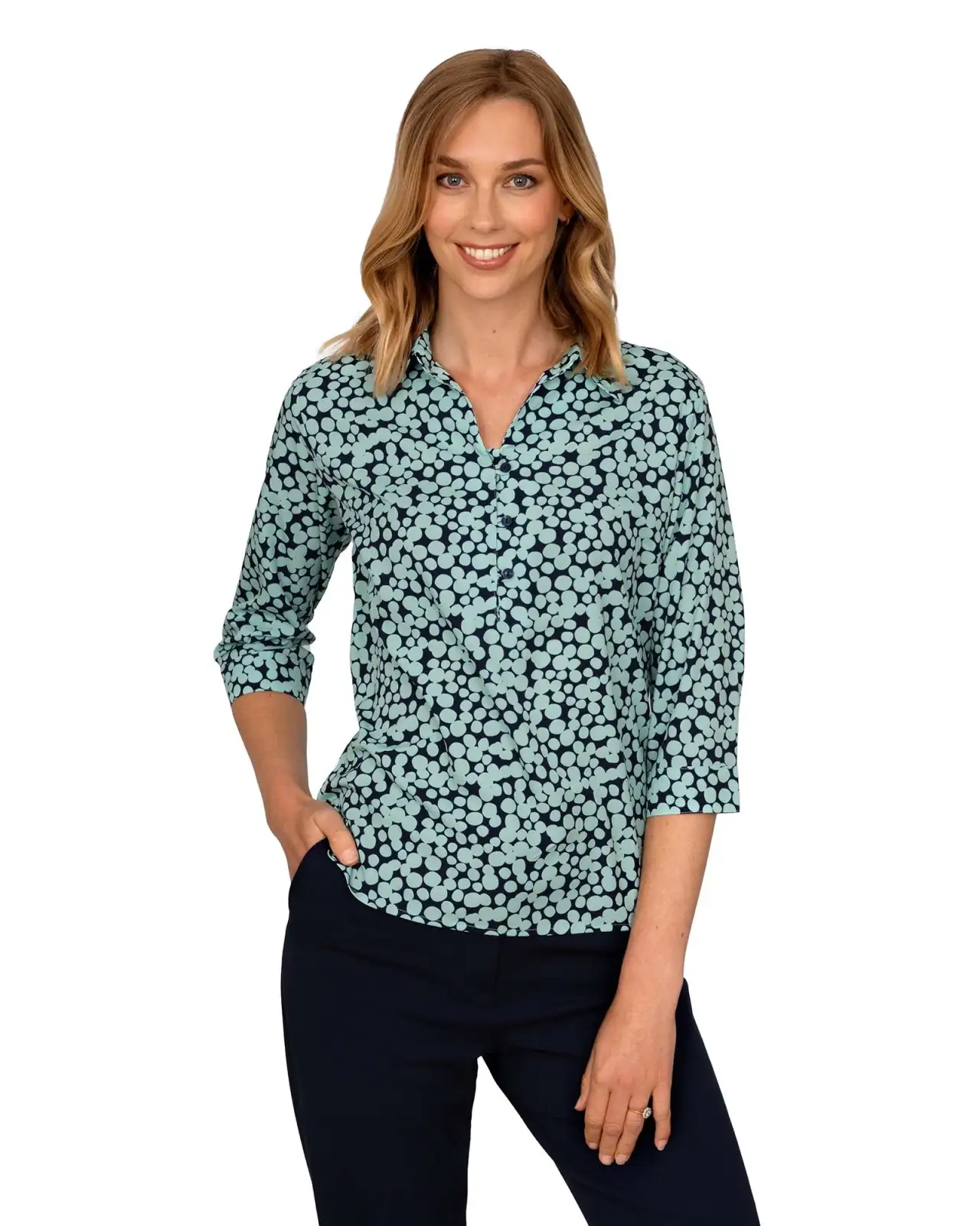 Tops Vortex Designs Sienna Sage 3 4 Sleeve Tunic With Collar £28.00