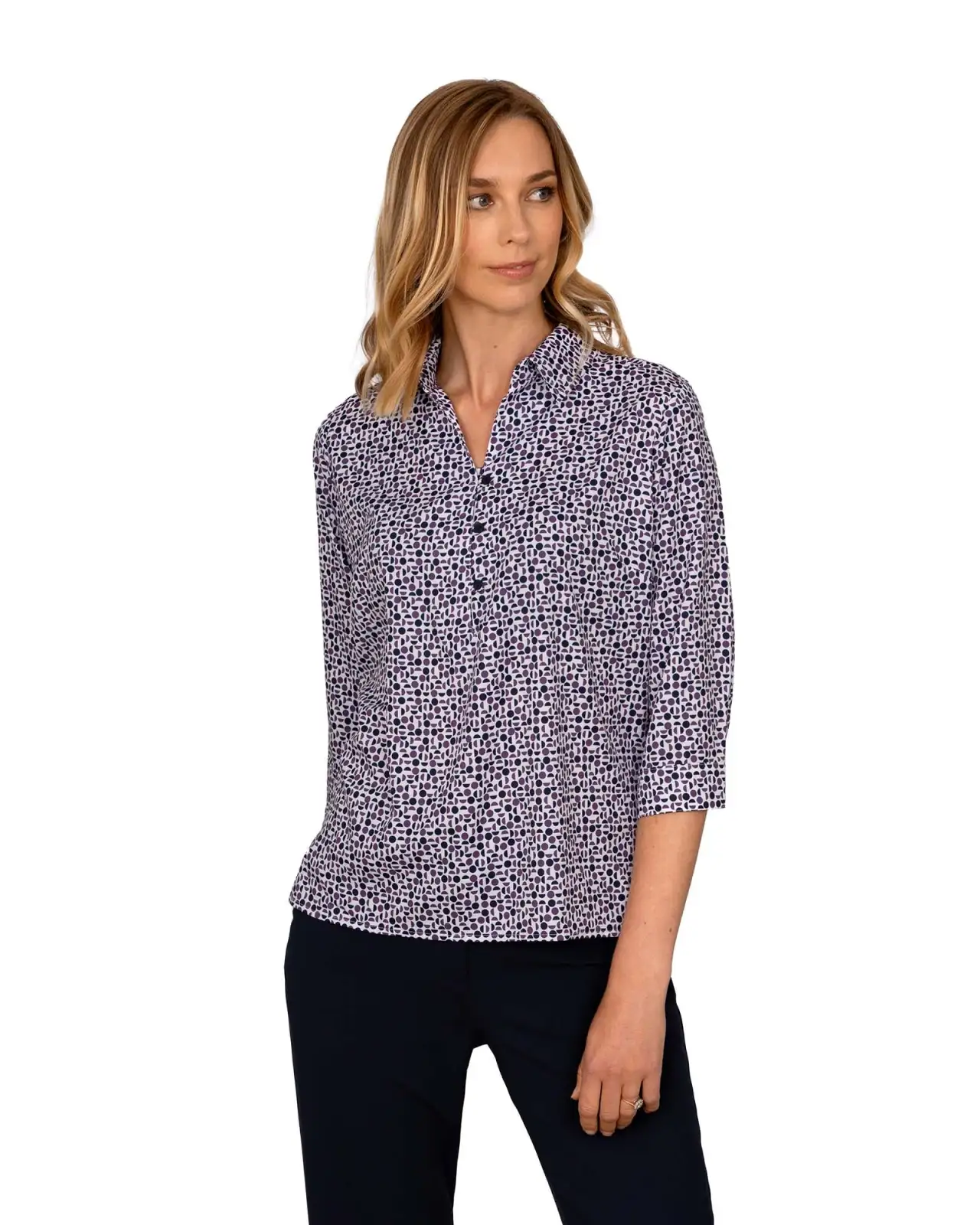 Tops Vortex Designs Izzy Berry 3 4 Sleeve With Collar £28.00