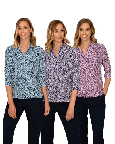 Tops Vortex Designs Izzy Berry 3 4 Sleeve With Collar £28.00