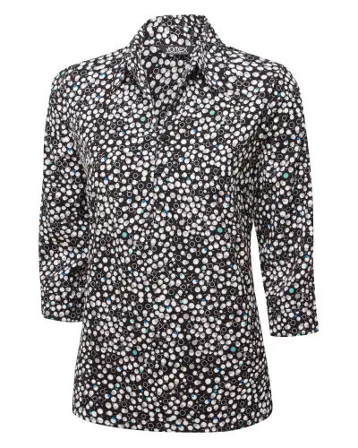 Tops Vortex Designs Evie Black Bubble 3 4 Sleeve With Collar £28.00