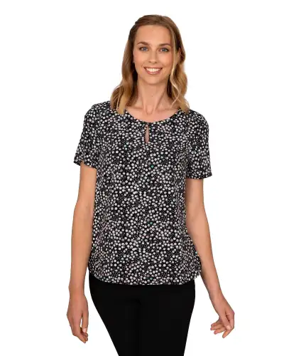 Tops Vortex Designs Imogen Black Tuck Neck Short Sleeve £27.00