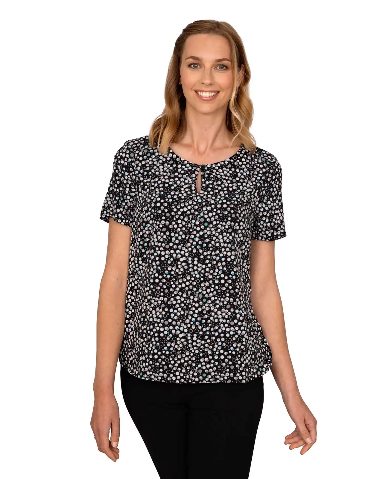 Tops Vortex Designs Imogen Black Tuck Neck Short Sleeve £27.00