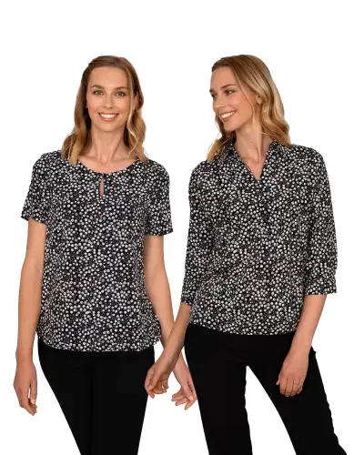 Tops Vortex Designs Imogen Black Tuck Neck Short Sleeve £27.00