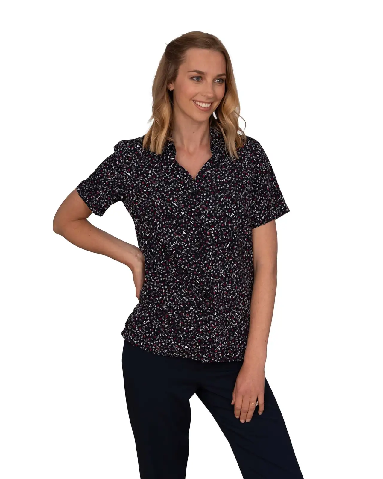Blouses Vortex Designs Jenni Red Button Down Short Sleeve £28.00