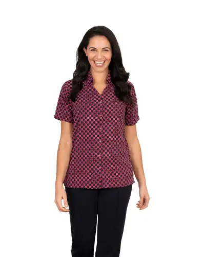 Blouses Vortex Designs Sarah Red Button Down Short Sleeve £28.00