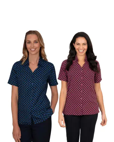 Blouses Vortex Designs Sarah Red Button Down Short Sleeve £28.00