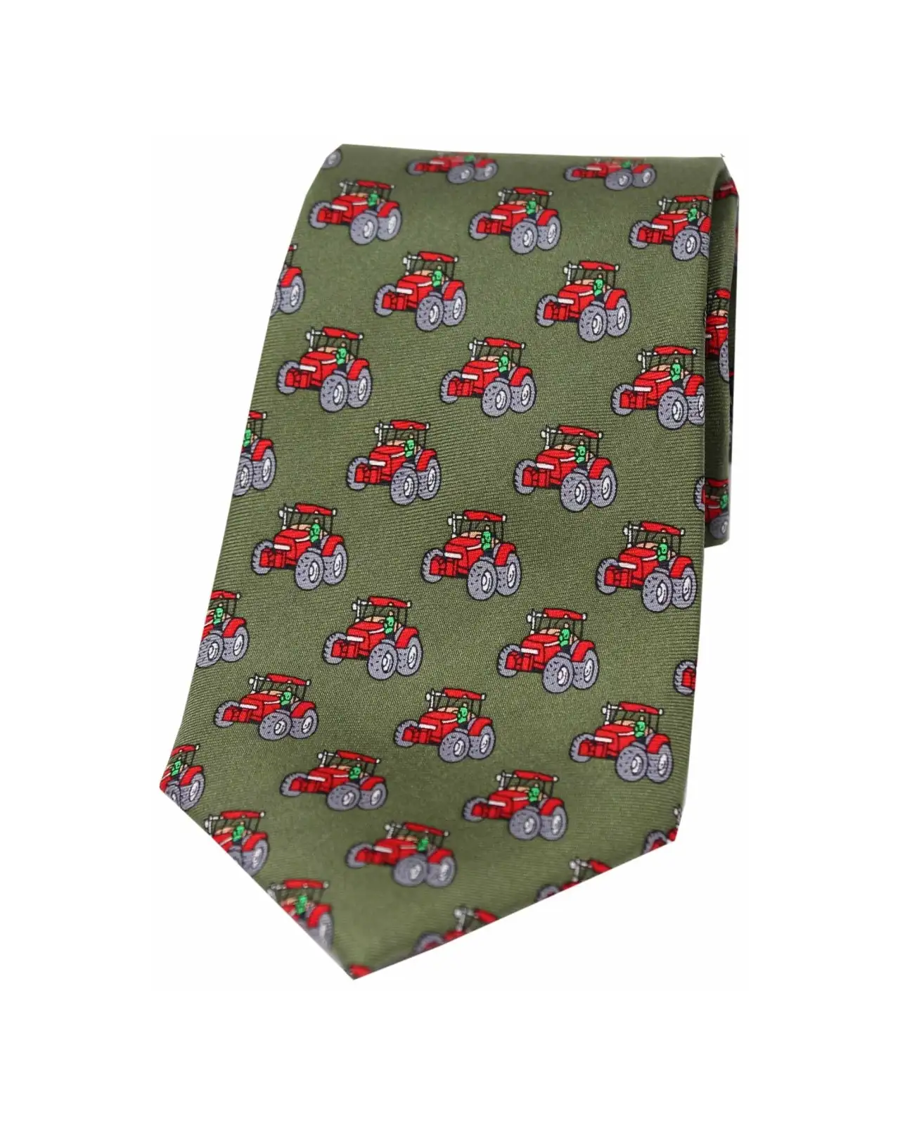 Silk Ties Soprano Ties Soprano Red Tractors On Country Green Ground Country Silk Tie £26.00
