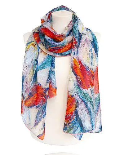 Scarves Fox and Chave Monet Tulips Chiffon Scarf £52.00