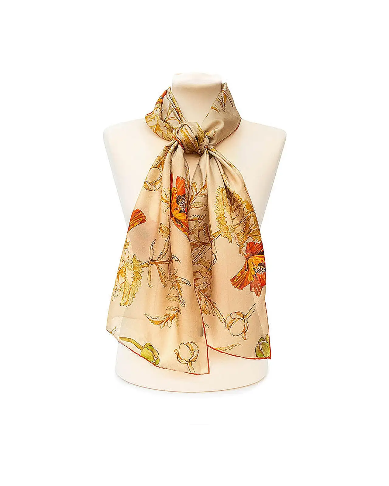 Scarves Fox and Chave May Morris Poppies Habotai Scarf £42.00