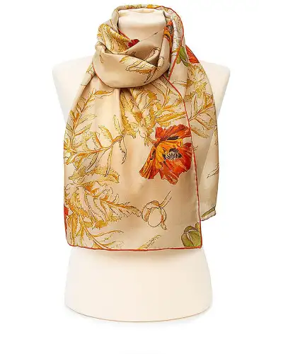 Scarves Fox and Chave May Morris Poppies Habotai Scarf £42.00