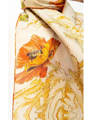Scarves Fox and Chave May Morris Poppies Habotai Scarf £42.00