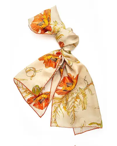 Scarves Fox and Chave May Morris Poppies Habotai Scarf £42.00
