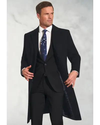 Overcoats Brook Taverner Bond Navy Wool Cashmere Overcoat £269.00