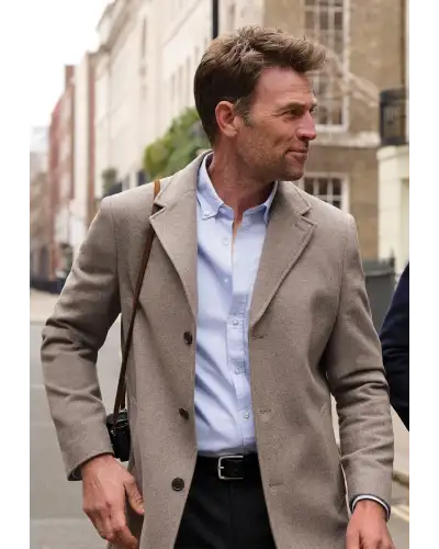 Overcoats Brook Taverner Hutchinson Taupe Wool Blend Overcoat £134.00