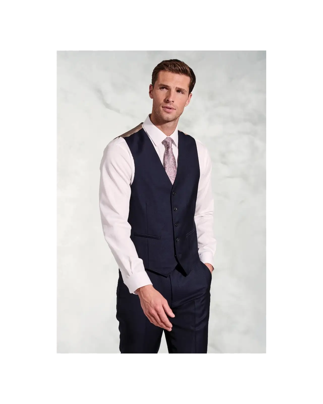 Wool Suits Brook Taverner Tailored Fit Affleck Navy Wool Suit Waistcoat £72.00