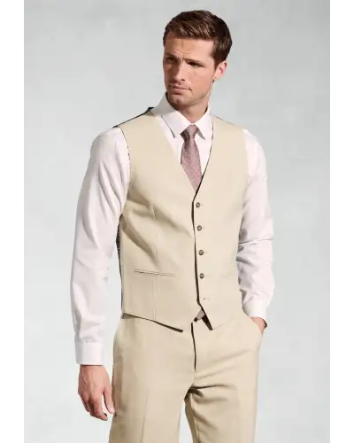 Linen Suits Brook Taverner Tailored Fit Mckellen Natural Linen Blend Suit Waistcoat £45.00