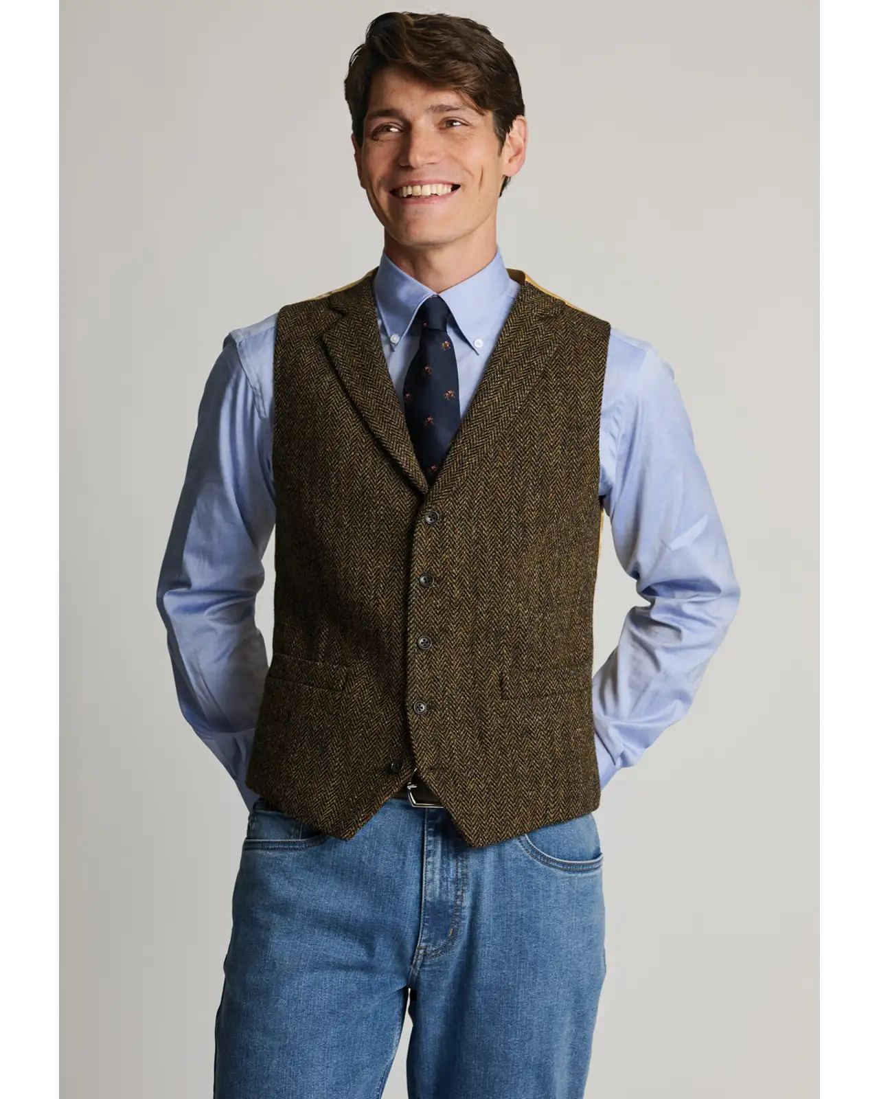 Waistcoats Brook Taverner Tailored Fit Dumfries Brown Herringbone Harris TweedR Waistcoat £107.00