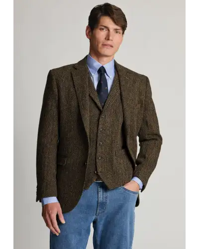 Waistcoats Brook Taverner Tailored Fit Dumfries Brown Herringbone Harris TweedR Waistcoat £107.00