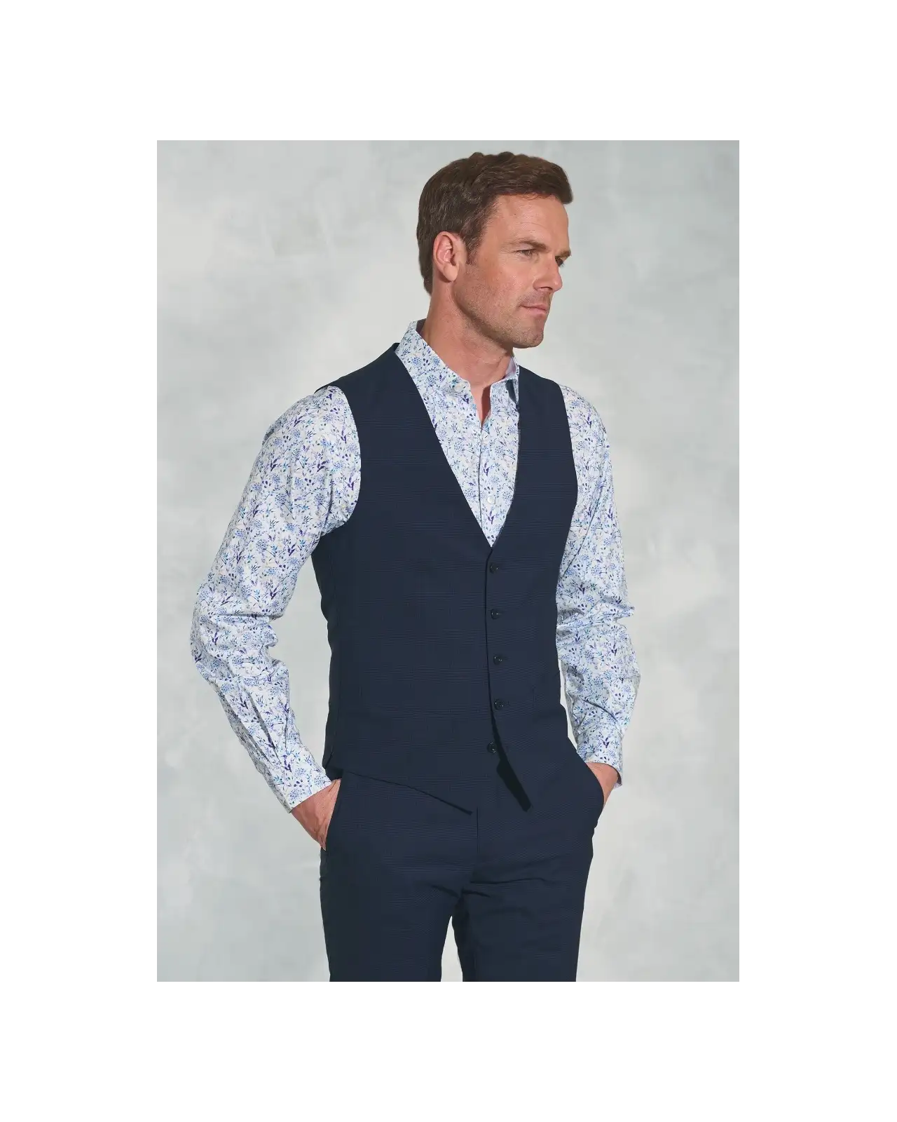 Waistcoats Brook Taverner Tailored Fit Cassino Navy Check Washable Waistcoat £71.00