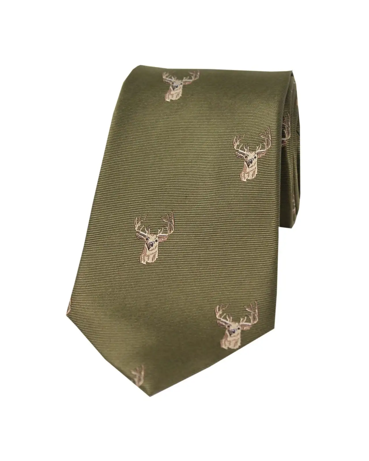 Silk Ties Soprano Ties Soprano Stags Heads On Green Ground Country Silk Tie £24.00