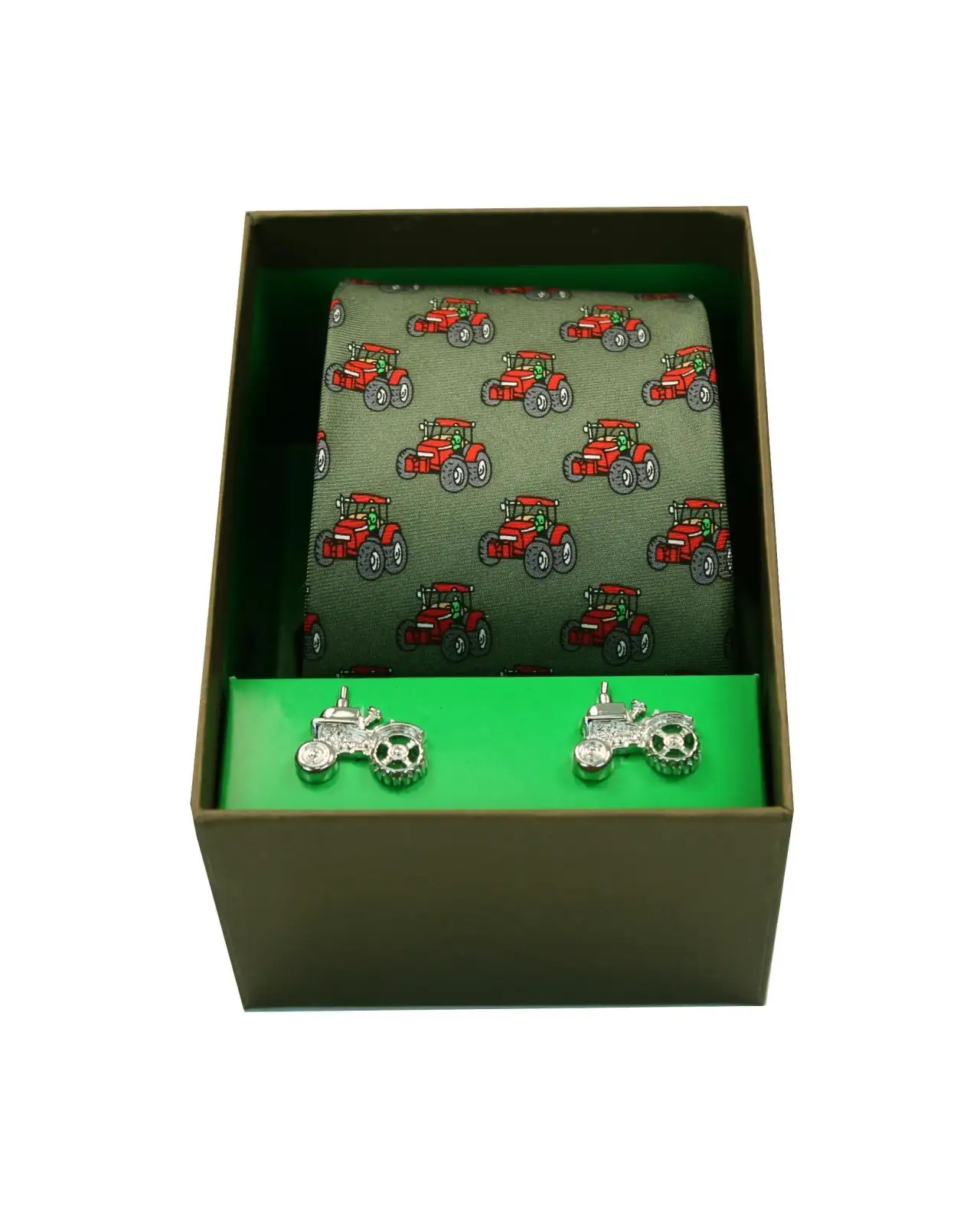 Cufflinks Soprano Ties Red Tractors On Green Ground Tie Cufflink Set £40.00