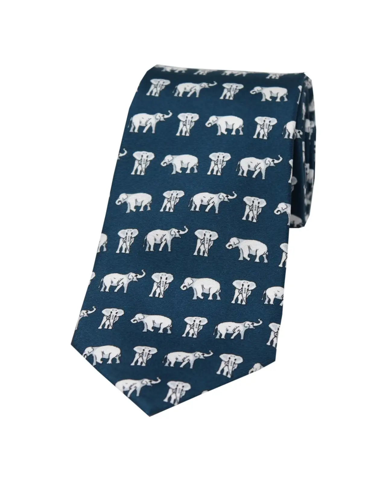 Silk Ties Soprano Ties Soprano Grey Elephants On Navy Ground Country Silk Tie £27.00