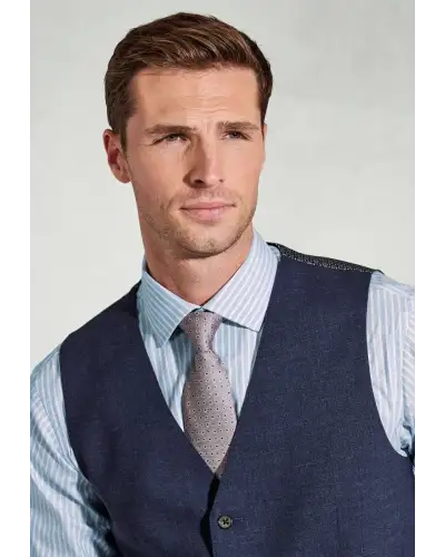 Linen Suits Brook Taverner Tailored Fit Mckellen Navy Wool Linen Blend Suit Waistcoat £45.00